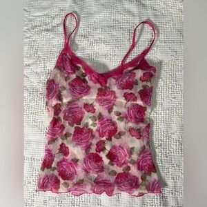 Victoria's Secret Rose Print Lace Cami